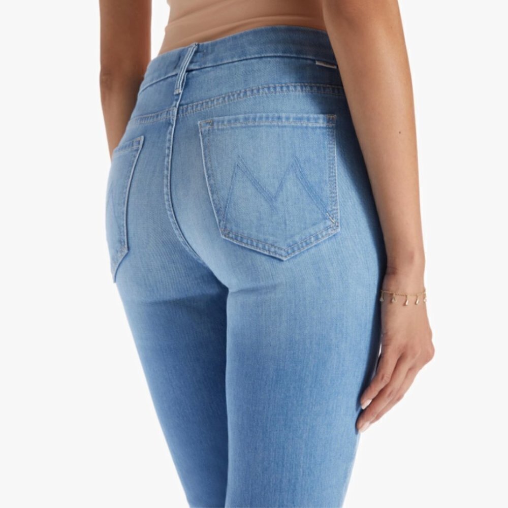 MOTHER The Looker Ankle Fray Skinny Jeans Hold My Hand Blue Size 27